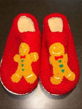 Women's Red Gingerbread Cozy Slip-On Slippers